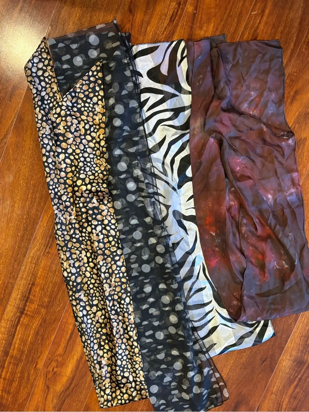 Women’s Printed Scarves & Wraps - Black, Brown, Cream, Purple Mix